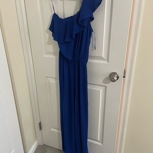 Elegant Blue Ruffled Jumpsuit